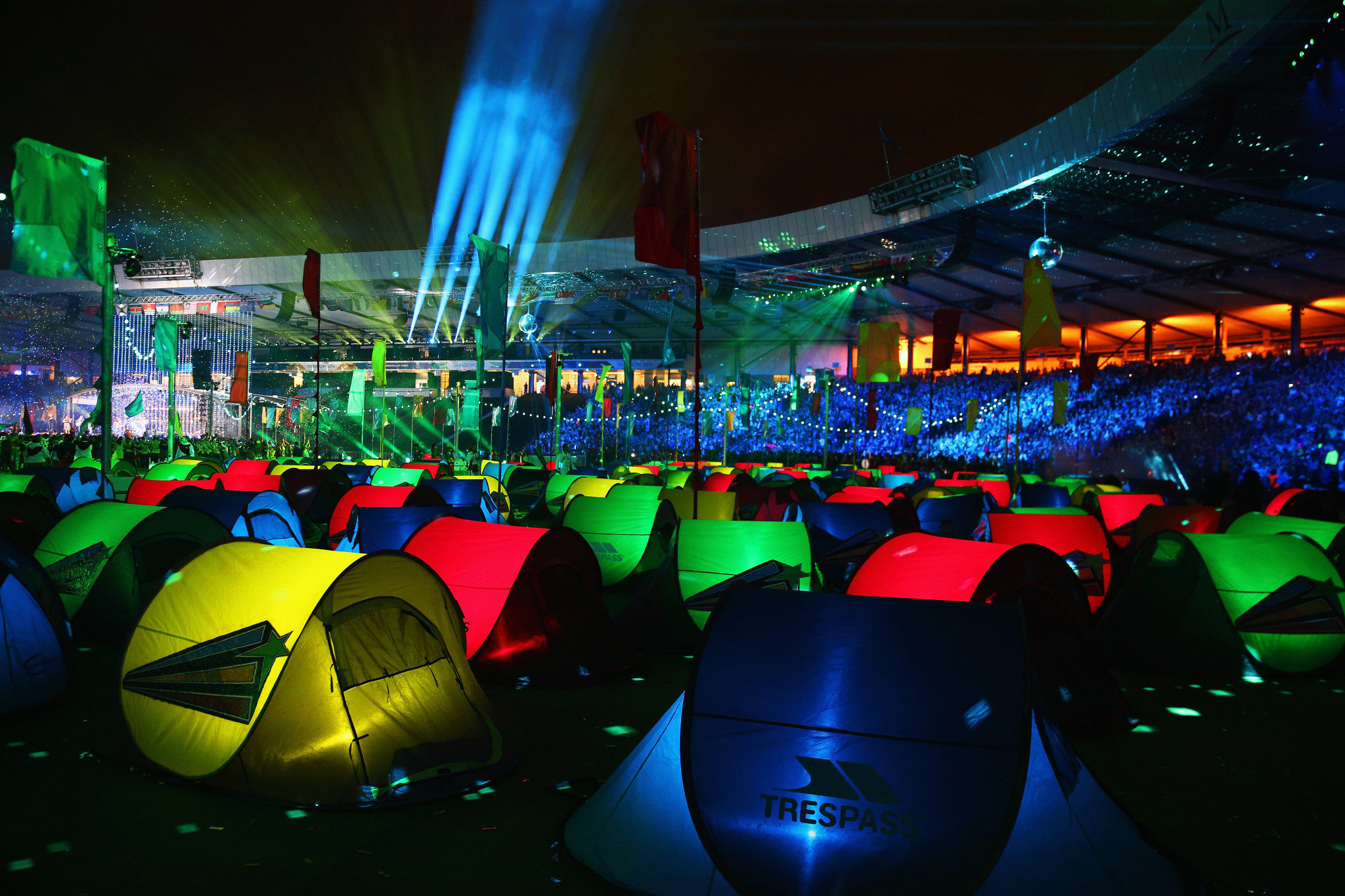 A scene depicting a music festival during the Closing Ceremony for the Glasgow 2014 Commonwealth Games at Hampden Park on August 3, 2014 ©Getty Images