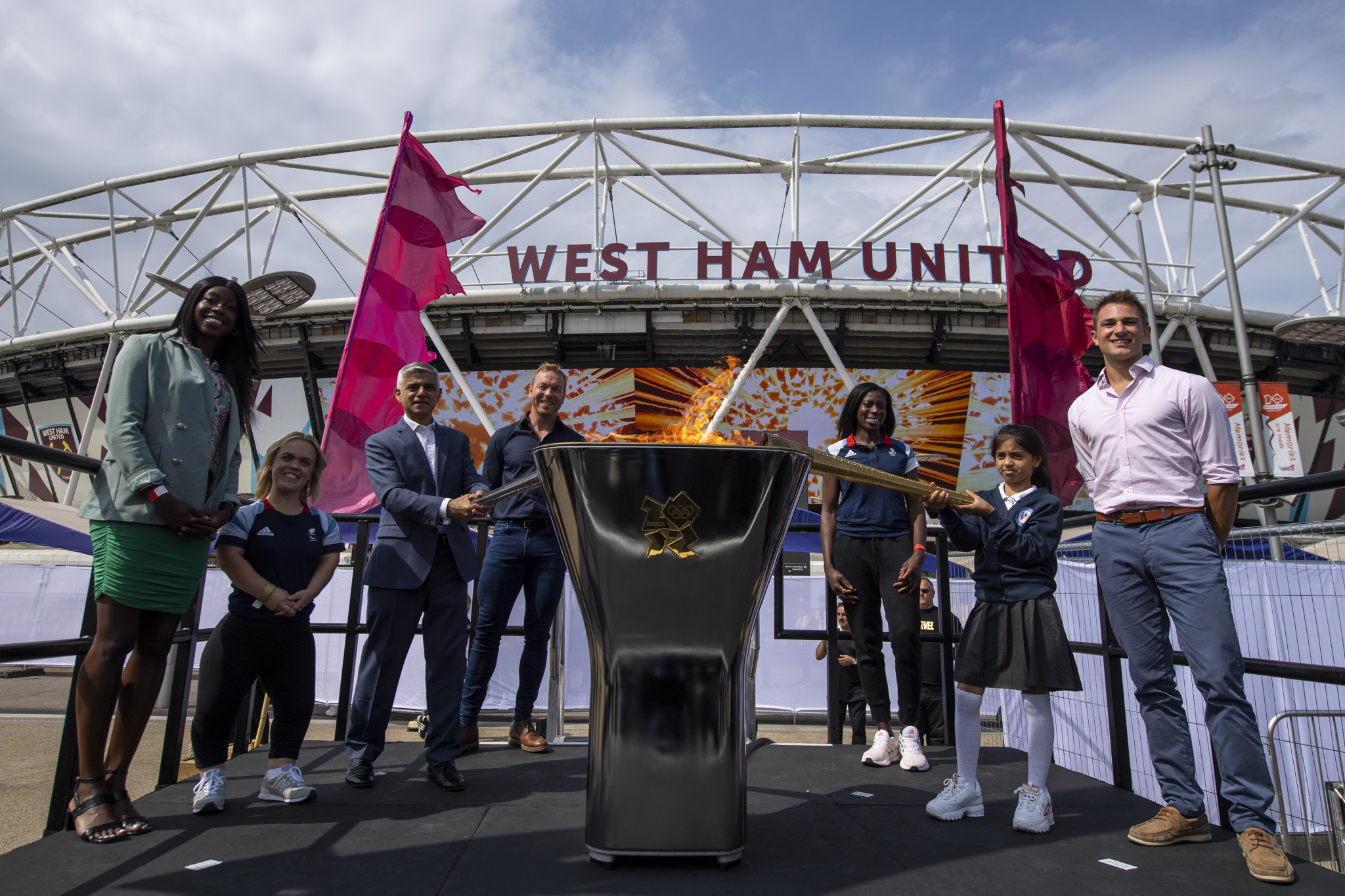 London Mayor Khan promises sport funding at London 2012 Anniversary Flame event