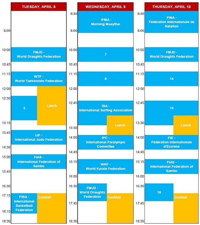 Sports Demo Zone schedule